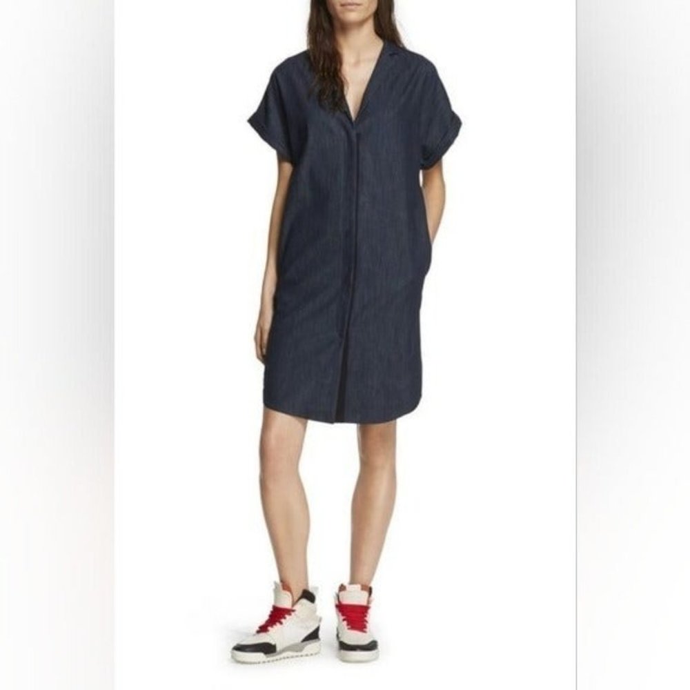 rag & bone Cooper V Neck Denim Button Down Shirt Dress Size 2